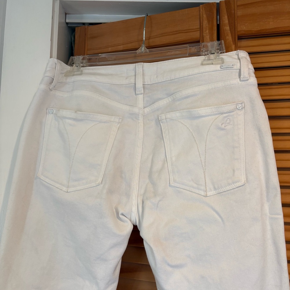 DL1961 Lara Cropped Flare White Jeans size 29 Denim Raw Hem Spring Summer - Picture 2 of 12